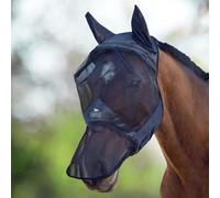Harrison Howard CareMaster Masque Anti-Mouches pour Cheval avec Rembourrage en Polaire épaisse et translucide à Poils Longs et Oreilles Noir Petit Poney