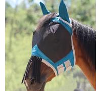 Harrison Howard CareMaster Masque Anti-Mouches pour Cheval avec Oreilles et Franges de Nez Bleu Ciel Taille complète