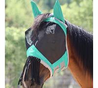 Harrison Howard CareMaster Masque Anti-Mouches pour Cheval avec Oreilles et Franges de Nez Masque de Protection Contre Les Mouches Menthe Taille M