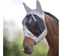 Harrison Howard CareMaster Masque Anti-Mouches pour Cheval Protection UV avec Protection des Oreilles Argenté/Noir Sang Chaud (L)