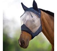 Harrison Howard Caremaster Masque anti-mouches pour chevaux Demi-face avec oreilles Noir/Argent Rétro XL Extra Grand Format