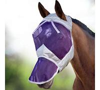 Harrison Howard CareMaster Masque Anti-Mouches Protection Anti-UV avec Naseaux Argent/Violet Pur-Sang (M)