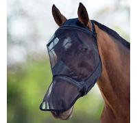 Harrison Howard CareMaster Masque Anti-Mouches Protection Anti-UV avec Naseaux Noir Cheval de Trait (XL)