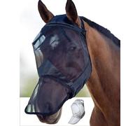 Harrison Howard CareMaster Masque Anti-Mouches Protection Anti-UV avec Naseaux Noir Poney (S)
