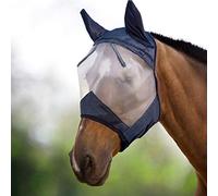 Harrison Howard CareMaster Masque Anti-Mouches Protection Anti-UV avec Oreilles Noir/Argent Cheval (L)