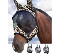 Harrison Howard CareMaster Masque Anti-Mouches Standard avec Oreilles Protection UV pour Chevaux Motif léopard (M)