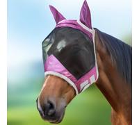 Harrison Howard CareMaster Pro Masque anti-mouches lumineux pour cheval - Grand espace pour les yeux avec oreilles, standard - Protection UV pour cheval - Magenta foncé, grande taille