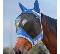 Harrison Howard CareMaster Pro Masque anti-mouches lumineux pour cheval - Grand espace pour les yeux avec oreilles, standard - Protection UV pour cheval - Bleu roi, S, poney