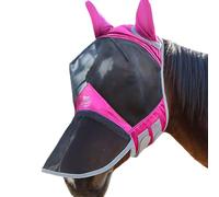 Harrison Howard CareMaster Pro Luminous Masque Anti-Mouches Protection Anti-UV Oreilles et Naseaux Rose Cheval de Trait (XL)