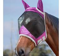 Harrison Howard CareMaster Pro Masque anti-mouches lumineux pour cheval - Grand espace pour les yeux avec oreilles, standard - Protection UV pour cheval - Magenta foncé, M, cob