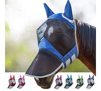 Harrison Howard CareMaster Pro Masque Anti-Mouches Lumineux pour Cheval Grand Espace pour Les Yeux avec Oreilles Protection UV pour Cheval Aigue-Marine (Taille L, Taille complète)