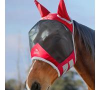Harrison Howard CareMaster Pro Masque Anti-Mouches Lumineux Standard avec Oreilles Protection UV pour Cheval Rouge M COB
