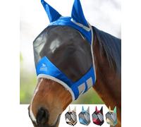 Harrison Howard CareMaster Standard de masque à mouches de chevaux pro lumineux avec des oreilles Protection UV pour cheval-Signature Blue