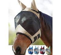 Harrison Howard CareMaster Standard de Masque à Mouches de Chevaux Pro Lumineux avec des Oreilles Protection UV pour Cheval-Light Champagne