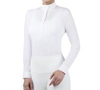 Harrison Howard Chemise d'équitation plissée à manches longues avec broderie, blanc, Taille M
