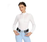 Harrison Howard Chemise d'équitation plissée à manches longues avec broderie, blanc, Taille M