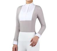 Harrison Howard Chemise d'équitation plissée à manches longues avec broderie, gris, Taille M
