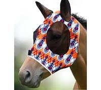 Harrison Howard Élasticité Masque de Mouche de Cheval Superbe Confort avec Protection UV Standard Masque de Mouche de Cheval pour Cheval-Plume de Tribu (M)