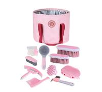 Harrison Howard Equine Care Series Kit de toilettage pour chevaux 9 pièces avec sac fourre-tout Rose