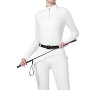 Harrison Howard Haut de cycliste à manches longues et col montant respirant, confortable, extensible avec détails brodés, haut flatteur pour compétition spectacles, Blanc ovale, Medium