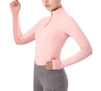 Harrison Howard Haut équestre à Manches Longues pour Femme, Demi-Bras en Maille, séchage Rapide, Haut d'été avec Encolure élégante, Orange Rose, Taille S