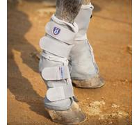 Harrison Howard Lot de 2 guêtres anti-mouches pour cheval - Ajustement parfait - En maille dense avec confort ventilé - Protection fiable contre les éléments d'été - Gris argenté - Taille XL