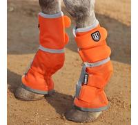 Harrison Howard Lot de 2 guêtres Anti-Mouches pour Cheval - Coupe Parfaite - en Maille Dense - avec Confort ventilé - Protection fiable Contre Les éléments d'été - Orange Vif - Taille L