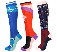 Harrison Howard Lot de 3 paires de chaussettes de haute qualité pour l'équitation et les bottes hautes, chaussettes hautes pour femmes, L