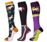Harrison Howard Lot de 3 paires de chaussettes de haute qualité pour l'équitation et les bottes hautes, chaussettes hautes pour femmes, L