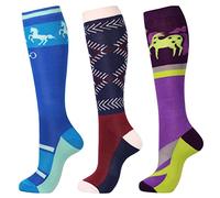 Harrison Howard Lot de 3 paires de chaussettes de haute qualité pour l'équitation et les bottes hautes, chaussettes hautes pour femmes, L