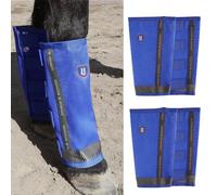 Harrison Howard Lot de 4 bottes amples pour cheval - Protection UV - Respirantes et durables - En maille fine - Confortables avec bandes réfléchissantes pour plus de sécurité - Bleu cob - Taille M