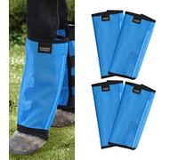 Harrison Howard Lot de 4 bottes anti-mouches amples en maille ventilée ultra résistante avec quatre fixations pour protéger les pattes du cheval et réduire les stomps Bleu ciel