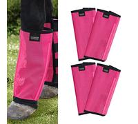 Harrison Howard Lot de 4 bottes anti-mouches amples en maille ventilée ultra résistante avec quatre fixations pour protéger les pattes du cheval et réduire les stomps Magenta M