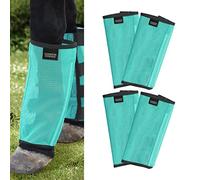Harrison Howard Lot de 4 bottes anti-mouches amples en maille ventilée ultra résistante avec quatre attaches pour protéger les pattes du cheval et réduire les stomps Menthe Mini