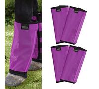 Harrison Howard Lot de 4 bottes anti-mouches amples en maille ventilée ultra résistante avec quatre attaches pour protéger les pattes du cheval et réduire les stomps Violet