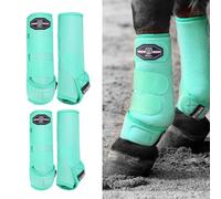 Harrison Howard Lot de 4 bottes de sport pour chevaux avant et arrière avec protection de jambe en néoprène Menthe L