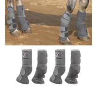 Harrison Howard Lot de 4 guêtres anti-mouches pour cheval - Ajustement parfait - En maille dense - Avec confort ventilé - Protection fiable contre les éléments d'été - Gris - Taille M