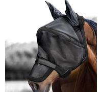 Harrison Howard Maskology Supreme Masque Anti-Mouches pour Cheval Protection UV avec Nez Amovible Masque 2 en 1 Noir Taille L