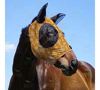 Harrison Howard - Masque anti-mouches élastique super confortable pour chevaux avec oreilles, protection UV, Motif floral rétro, taille M pour Cob