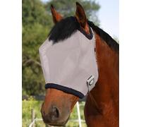 Harrison Howard Masque Anti-Mouches en Maille pour Cheval Protection UV avec Bordure rembourrée en Polaire Gris Taille L