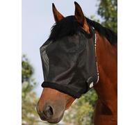 Harrison Howard Masque Anti-Mouches en Maille pour Cheval Protection UV avec Bordure rembourrée en Polaire Noir Taille M