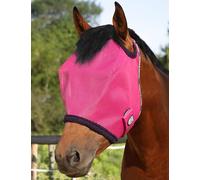 Harrison Howard Masque Anti-Mouches en Maille pour Cheval Protection UV avec Bordure rembourrée en Polaire Magenta M