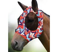 Harrison Howard Masque Anti-Mouches Extensible Super Confortable, Grand Espace pour Les Yeux, Protection UV, Doux pour la Peau et Respirant, imprimé géométrique Orange