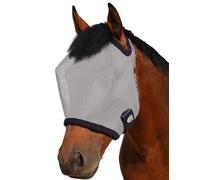 Harrison Howard Masque anti-mouches pour cheval en maille tout autour avec protection UV et bordure rembourrée en polaire Gris XL