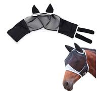 Harrison Howard Masque Anti-Mouches pour Chevaux avec Oreilles et Nez,Protection Anti-UV Oreilles avec Oreille Noir Cheval Taille Complète (A, L)