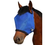 Harrison Howard Masque anti-mouches pour chevaux en maille tout autour avec protection UV et bordure rembourrée en polaire Signature Bleue XL