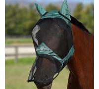 Harrison Howard Pro Luminous Horse Masque intégral anti-mouches pour les yeux avec oreilles Protection UV pour cheval Vert Taille XL