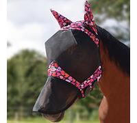 Harrison Howard Pro LumiVista Masque intégral anti-mouches pour cheval Grand espace pour les yeux avec oreilles Protection UV pour cheval Motif cœurs mignons Taille M