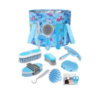 Harrison Howard Set de soins de chevaux 11 pièces Set de brosses à chevaux avec organiseur, sac de transport, accessoires de perte de cheveux, soins du corps, outils de massage,