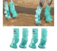 Harrison Howard Summer Elements Lot de 4 guêtres anti-mouches pour cheval - Coupe parfaite - En maille dense - Avec confort ventilé - Protection fiable contre les éléments d'été - Menthe - L